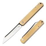 BÖKER PLUS® Zenshin Taschenmesser - Reverse Tanto Klappmesser im Higonokami Stil - Taschenmesser im Japan Design - EDC Vollmetal Messer in Geschenk-Box (Zenshin Messing)