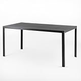 RATTATAN THOMAS - rechteckiger Gartentisch 156x78 mit Stahlgestell und hochwertiger Platte aus Polyethylen in raffiniertem Holzdesign (Anthrazit)