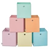 SONGMICS Aufbewahrungsbox, 6er Set, Ordnungsboxen, Faltbox, 30 x 30 x 30 cm, Stoffbox, für Würfelregal, Organizer bunt, Aufbewahrungskorb, für Schlafzimmer, Wohnzimmer RFB230X01