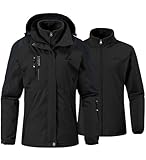 YSENTO Damen 3-in-1 Skijacke Winter Fleecejacke wasserdichte Winddichte Warme Funktions Outdoor Softshell Jacke mit Abnehmbarer Kapuze(Schwarz,S)