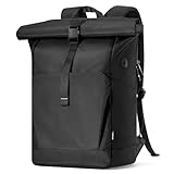 Inateck 25L-30L RollTop Rucksack Herren Damen mit Separatem Schuhfach, 17 Zoll Laptop Rucksack, Schwarz