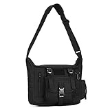 HUNTVP Taktisch Schultertasche Militär Crossbody Bag Sling Tasche Wasserabweisend Umhängetasche Messengerbag Aktentasche mit Verstellbar Schultergurt Outdoor, Schwarz