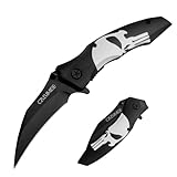 Carimee Taschenmesser, EDC Klappmesser Outdoor, Mehrzweck-Edelstahl 8Cr15MoV Schwarz Hawkbill Klinge, Militär Stil, Herren Geschenk
