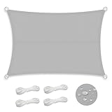 OrLume Sonnensegel Wasserdicht 3x4 m Rechteckig, Premium Polyester Sonnenschutz Wetterschutz Segel Baldachin mit 95% UV Schutz für Balkon Terrasse Garten Camping, Hellgrau
