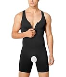 KUMAYES Herren Shapewear Bodysuit Kompressionsshirt Herren Bauchweg Shirt für Männer Unterhemden Stark Formend Full Body Shaper mit Bein Shorts(Schwarz, XL-2XL)