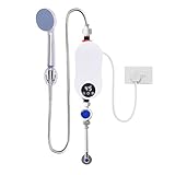 BRRIDE Elektrischer Durchlauferhitzer, 5500W 220V Mini Dusche Warmwasserbereiter mit Duschkopf für Küche Bad, Tragbarer Niederdruck Dusche Warmwasserbereiter mit LED-Anzeige (Badezimmerset)
