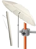 4smile Sonnenschirm Balkon SunnyJoy Ø 180 cm + Sonnenschirmhalter Balkongeländer + Sonnenschirm Schutzhülle - Komplettset für Rundumschutz - UV 50+ Sonnenschutz Balkon, Beige