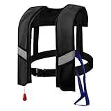 CFITANK Vollautomatische Rettungsweste mit Reflektoren für Outdoor-Abenteuer, Automatische Aufblasfunktion und Sicherheitspfeife, Ideal für Wassersport und Bootsfahrten (Schwarz)