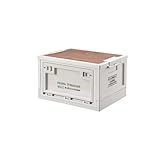 IGTOPS Campingbox,Faltbare Aufbewahrungsbox mit Deckel, Campingbox für Auto,Outdoor Camping Faltbox mit Holzdeckel,Kofferraum Organizer mit Seitlicher Klappe, Plastikbox mit Stauraum (1)