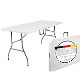 Blumixx Klapptisch mit Griff 180 x 74 x 74 cm - Perfekt als Campingtisch, Gartentisch, Bierzeltgarnitur, Tapeziertisch, Festival Tisch, Balkontisch – Campingzubehör, Wetterfest, Stabil & Leicht
