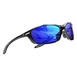 ICECUBE Sportech Sonnenbrille für Damen und Herren, polarisierter UV400-Schutz, leichter Rahmen, Sport-Sonnenbrille für Baseball, Golf, Laufen (S.BLK/Blue)
