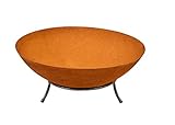 Köhko Feuerschale & Dekoschale Braga ø 45xH 20 cm aus Gußeisen mit Rost-Optik mit 3 Füße für Grillabend Gartefeuer Camping Dekoration für Garten Hof Terrasse und Zuhause