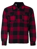 Henry Terre Holzfällerjacke Herren Hemdjacke Arbeitsjacke Hemd Flanell Jacke Thermojacke Kariert Gefüttert, Farbe:rot, Größe:L