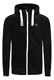 !Solid SDLoki Herren Sweatjacke Fleecejacke Jacke mit Kapuze Kordelzug Rippbündchen Reißverschluss Eingrifftaschen Regular fit, Größe:XL, Farbe:Black (9000)
