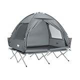 SoBuy Feldbett mit Zelt 2 Personen 4in1 Zelt auf Stelzen mit Rolltasche Wasserdichtes Campingbett Outdoor Campingliege Familienzelt ohne Matratze Angelzelt 193x188x145cm bis 180 kg OOGS32-II-L-HG