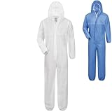 Safetytex SMS Schutzanzug - Einweg Overall - PSA Kat. 3 Typ 5/6 - Partikeldicht & Spritzwassergeschützt - Ideal für Asbest, Sanierung & Industrie - Weiß Gr. M (1 Stück)