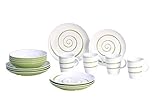 Gimex Melamin 16 tlg. Camping Geschirrset Classic Line Twist green Antirutsch Ausstattung