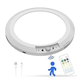 Deyagoo Deckenlampe mit Bewegungsmelder, 10000mAh Kabellos LED Deckenleuchte Flache Lampe mit Bewegungssensor Innen, Rund Sensor Licht mit Timer, 3 Farbtemperaturen, Lampe Decke für Flur Keller Garage