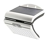 GTV - RAMOS Solar-Fassadenleuchte mit Bewegungs-/Dämmerungssensor | Solarlampen für Außen |Solarleuchte mit Bewegungsmelde | 50W, 300lm, 3,7V 1800mAh, IP44, 6000K, weiß