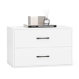 COSTWAY Kommode mit 2 Schubladen, Schubladenschrank stapelbar, Sideboard aus Holz, Aufbewahrungsschrank Schubladenkommode für Wohnzimmer, Büro, Schlafzimmer, 60 x 34 x 38 cm (Weiß)
