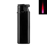 Turbo Sturmfeuerzeug Black ZS 1-10, ROTE Flamme Gas Jet Flame Lighter (1x Schwarz (1 Feuerzeug))