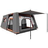 Outsunny Campingzelt für 4-6 Personen leicht, stabil wasserdicht Tunnelzelt mit Vordach Bodenplane Seitentür Fenster Packtasche Familienzelt Zelt für Camping Reise Garten