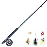 Martin Fliegenfischset Komplettset 8 Fuß 5/6 Gewicht 3-teilige Fliegenfischrute Größe 5/6 Felgenkontrollrolle vorgespult mit Backing, Schnur und Vorfach, inklusive Custom Fly Tackle Sortiment,