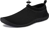 WHITIN Wasserschuhe Herren Damen Aquaschuhe Unisex Männer Badeschuhe Frauen Outdoor Schwimmschuhe Surfschuhe Strandschuhe Ganz Schwarz Größe 42