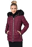 Navahoo warme Damen Winter Jacke Steppjacke mit Teddyfell B900 [B900-Umay-Pri.-Weinrot-Gr.L]