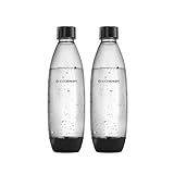 SodaStream 0,8L BPA-freie FUSE Kunststoffflasche schwarz | Spülmaschinengeeignet | Kompatibel mit DUO, E-DUO, Terra, uvm. | 2er-Pack