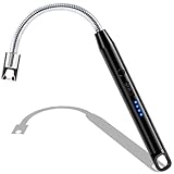 LcFun Stabfeuerzeug, Lichtbogen Feuerzeug Elektrisch, Elektrisches Feuerzeug Lang Winddicht USB Feuerzeuge für Küche Camping Feuerwerk (Schwarz)