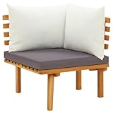 vidaXL Akazienholz Massiv Garten Ecksofa mit Auflagen Gartensofa Sofa Gartensessel Sessel Gartenmöbel Lounge Einzelsofa Sitzgruppe