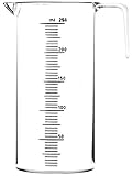 Fripac-Medis Messbecher (Messzylinder) mit Messskala von 5-250 ml, zum Abmessen von Flüssigkeiten/Feststoffen, transparent