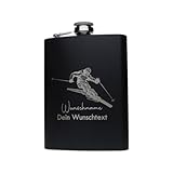 FORYOU24 Edelstahl Flachmann Skipiste mit persönlicher Namens Gravur | Geschenk Wandern Klettern Bergsteiger Ski Fahrer Urlaub