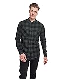 Urban Classics Herren Checked Flanell Shirt TB297, Mehrfarbig (Blk/Forest), 3XL EU