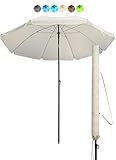 Menz Strandschirm, inkl. Hülle - UPF 50+ Sonnenschirm Strand, Strandschirm windfest stabil, Gartenschirm, Sonnenschirm Balkon 180 cm, Balkon-Schirm in Beige