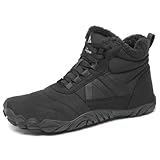 Mishansha Winterschuhe Herren Barfußschuhe Winter Damen Gefüttert Winterstiefel Barfusschuhe Warm Wasserdicht Barfuss Schuhe Winter Schwarz EU Gr.43