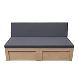 Ausziehbares Camper Van Bett & Kissen Sofabett Schlafsystem VW T4 T5 und mehr DIY Van-Umbau Unter dem Sitz Stauraum Netze Getränkehalter 8cm dicke Klappmatratze Waschbare Kissenbezüge Befestigungssatz