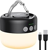 ZMNT LED Campinglampe, Wiederaufladbar akku Camping Laterne, hängende LED Lampe, Stufenlos Dimmbare, Magnetisches Saug lamp, Mini Laterne für Notfall, Hurricane, Outdoor, Stromausfall, Wandern