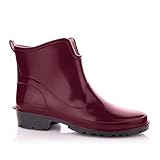 LEMIGO Damen Gummistiefeletten Kurze Gummistiefel Knöchel Regenstiefel Elke 36-42 EU (Burgunderrot, EU Schuhgrößensystem, Erwachsene, Numerisch, M, 39)