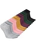 Bencailor 6 Paar Fünf Zehensocken Baumwollsocken für Damen Herren (Warme Farbe, M)