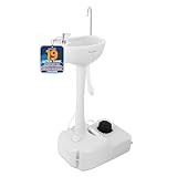 SereneLife Camping Waschbecken für draußen mit 19L Wassertank, Fußpumpe & Handtuchhalter, mobile Waschstation, Garten Spülbecken freistehend, Wasserspender, Spülbecken, Camping Zubehör & Outdoor Küche