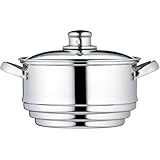 KitchenCraft Universaleinsatz Dampfgarer mit Deckel, Universal Dämpfer mit Glasdeckel, Passt auf fast jede Pfanne und Kochtopf, Silber Edelstahl, Durchmesser 16, 18 und 20 cm,