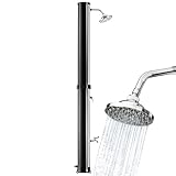tectake® Solardusche 40 Liter, Gartendusche, solar Shower Aussendusche, Gartenbrause, Outdoor Dusche, warmes Wasser, für Garten, Camping oder Pool mit Duschkopf groß und Wasserhahn - schwarz/Silber