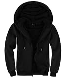 SwissWell Kapuzenjacke Herren mit Kapuze Zip Hoodie Gefüttert Fleecejacke Winter Outdoor Pullover Sweatjacke (0652 Schwarz L)
