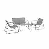 Alice's Garden - Gartenlounge aus Metall und Textilene für 4 Personen, Hellgrau, modern