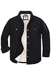 Coevals Club Herren Flanell Jacke Hemd Sherpa Holzfällerhemd Flanellhemd Langarm Kariertes Druckknöpfe Baumwolle Winter Hemd (Schwarz #9 L)