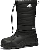 Kricely Wasserdichte Winterstiefel Herren Damen Warm Gefütterte Schneestiefel Rutschfest Winterschuhe（ganz schwarz 40