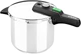 MONIX Quick | 6 Liter Express-Topf, 22 cm Durchmesser, aus Edelstahl, mit dreifachem Sicherheitssystem und 2 Druckstufen, geeignet für alle Küchenarten