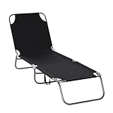 Outsunny Sonnenliege Campingliege klappbarer Liegestuhl mit Verstellbarer Rückenlehne, Gartenliege bis 120 kg belastbar für Balkon, Terrasse, Oxford, Schwarz
